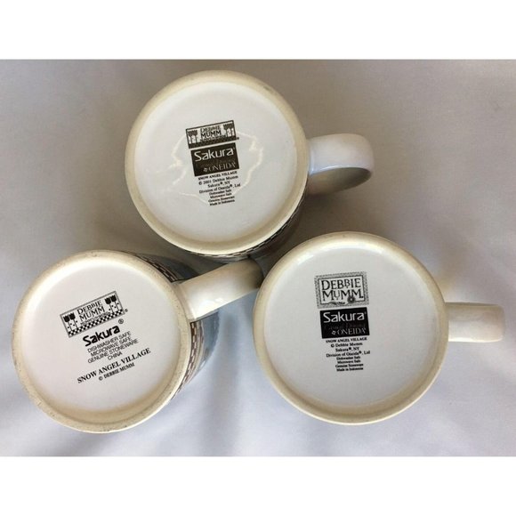 3 Sakura Snow Angel Village Coffee Mugs Debbie Mumm Cups Snowman Christmas - Picture 6 of 11